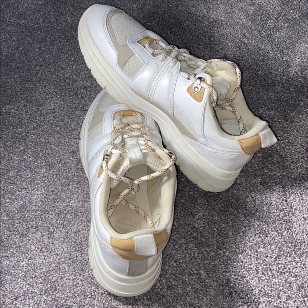 ZARA Women’s Sneakers, White & Beige